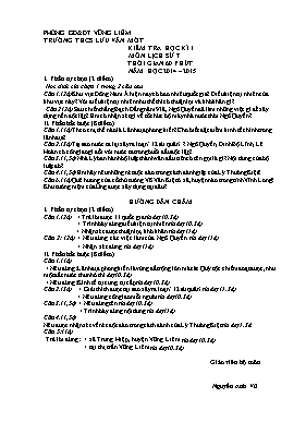 Kiểm tra học kì I môn Lịch sử 7 - Năm học 2014 2015